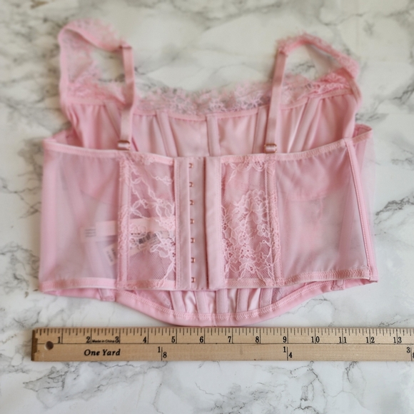 Victoria's Secret Lace Pink Corset Top and Bikini Panty | Thong Panty M - Picture 6 of 13